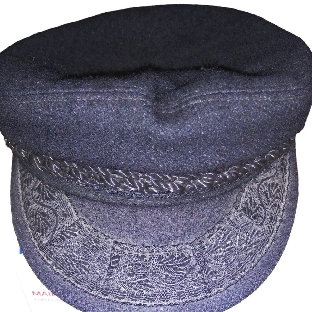 VTG Authentic Woolen Greek Fisherman Black Wool Hat-MADE IN GREECE- Size 7.5